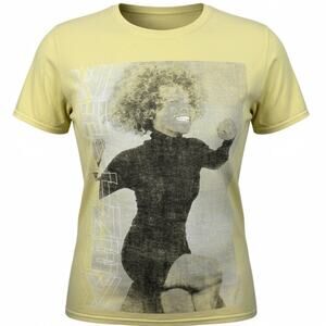 NWOT Whitney Houston Graphic Yellow Short Sleeve Tee, Medium